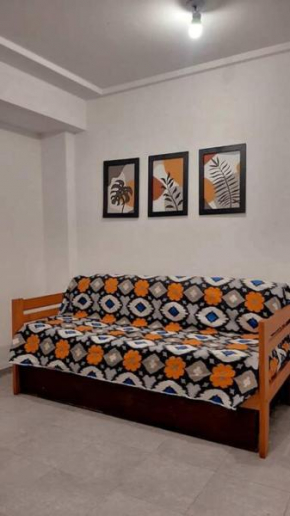 Estudio amoblado con cama individual y baño privado